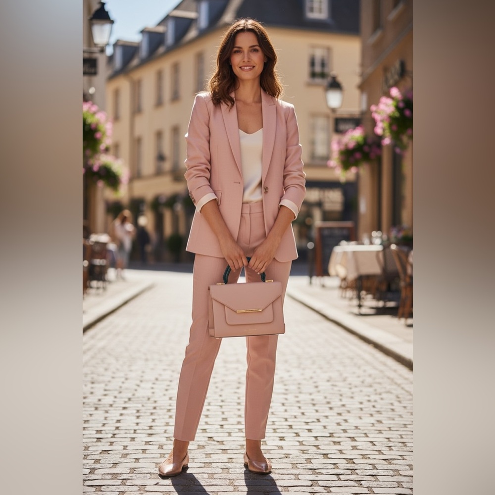 Ted Baker London Blush Pink & Black Structured Top-Handle/Crossbody Bag (EUC) - Picture 6 of 16